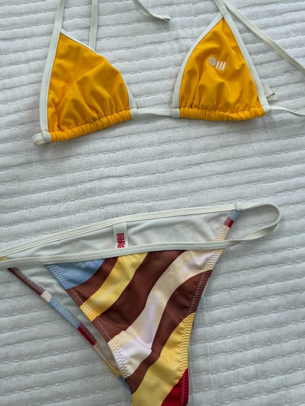 Solid & Striped Retro Stripe Bikini Set Triangle Top Medium Resort Swim